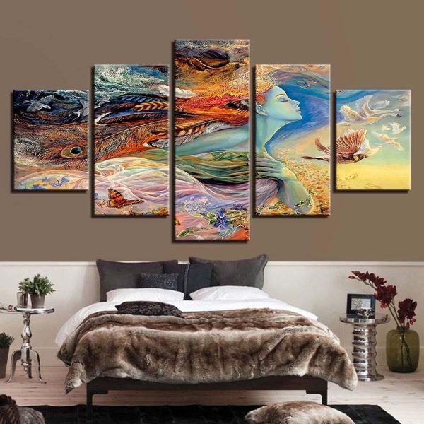 Swan 4 - Abstract 5 Panel Canvas Art Wall Decor