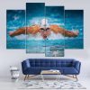 Swimming Michael Phelps Sport 4 Pieces - 4 Panel Canvas Art Wall Decor