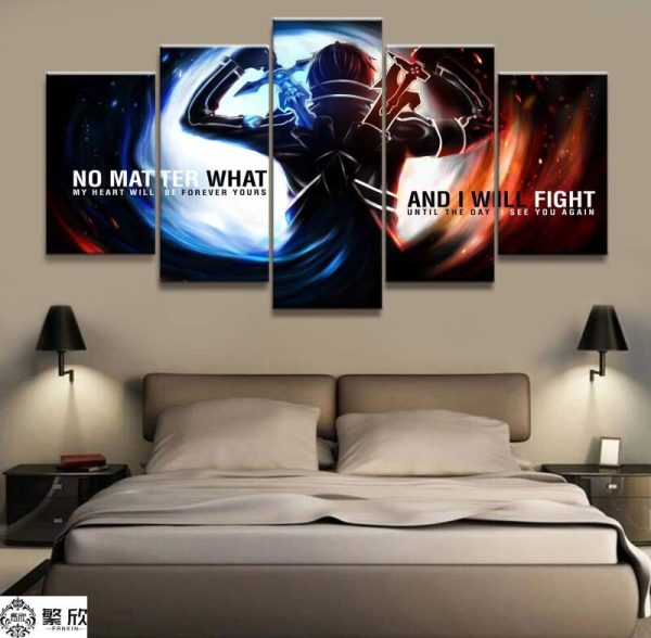 Sword Art Online Kirito 3 Anime - 5 Panel Canvas Art Wall Decor