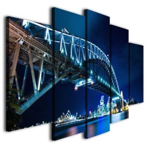 Sydney Harbour Bridge Landscape - Nature 5 Panel Canvas Art Wall Decor