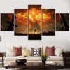 Sylvanas Burning Tree World of Warcraft Gaming - 5 Panel Canvas Art Wall Decor