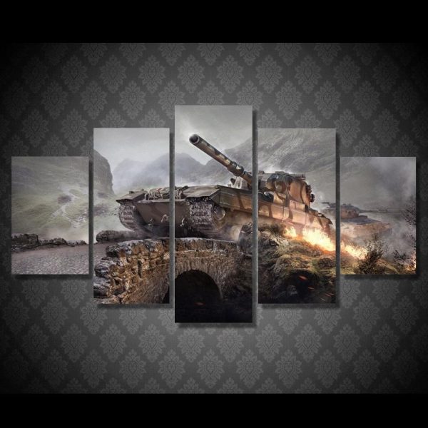 Tanks Wargaming - Gaming 5 Panel Canvas Art Wall Decor