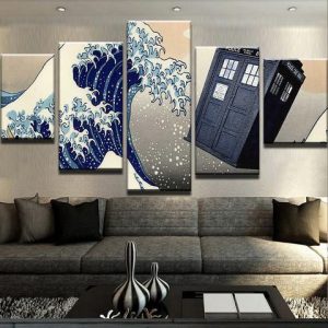 Tardis Great Wave - Movie 5 Panel Canvas Art Wall Decor