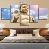 Tathagata Statue Of Buddha Buddhism - Religion 5 Panel Canvas Art Wall Decor