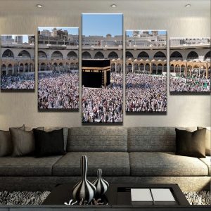 Tawaf At Kaaba - Religion 5 Panel Canvas Art Wall Decor