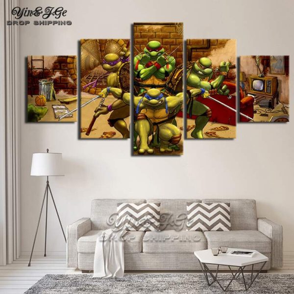 Teenage Mutant Ninja Turtles 7 Cartoon - 5 Panel Canvas Art Wall Decor