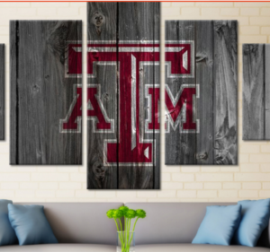 Texas A&M College Barn Wood Sport - 5 Panel Canvas Art Wall Decor