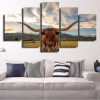 Texas Longhorn Animal - 5 Panel Canvas Art Wall Decor