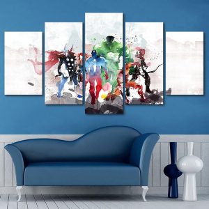 The Avengers Characters Picture Movie - 5 Panel Canvas Art Wall Decor