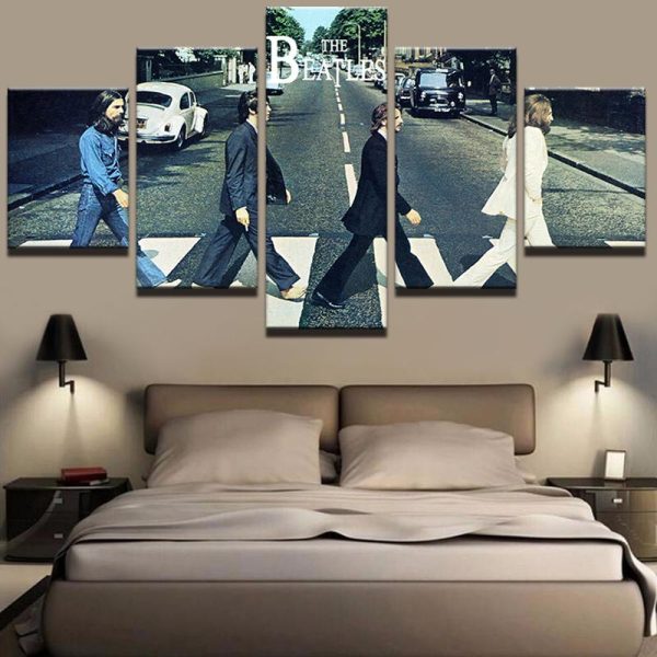 The Beatles Walking Abbey Road - Music 5 Panel Canvas Art Wall Decor