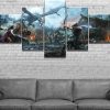 The Elder Scrolls V Skyrim Dragon Battle Gaming - 5 Panel Canvas Art Wall Decor