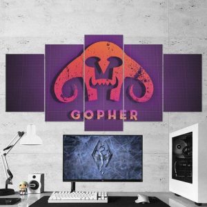 The Elders Scrolls Skyrim Gopher Artwork Minimal 01 - Gaming 5 Panel Canvas Art Wall Decor