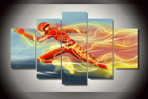 The Flash Running Painting Movie - 5 Panel Canvas Art Wall Decor