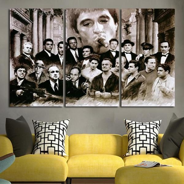 The Godfather Characters Movie 3 Pieces - 3 Panel Canvas Art Wall Decor