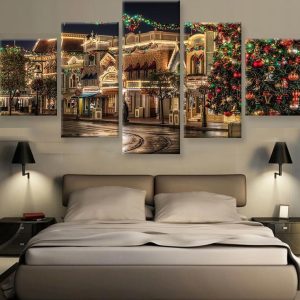 The Happy Christmas Town - Christmast 5 Panel Canvas Art Wall Decor