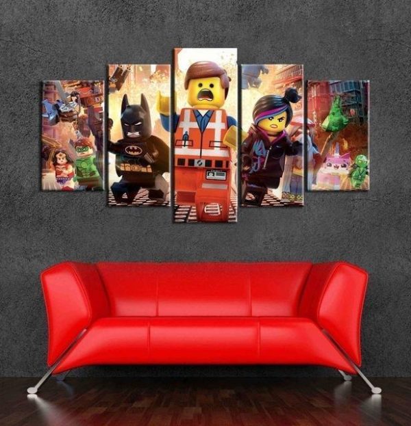 The Lego Movie Characters 1 Cartoon - 5 Panel Canvas Art Wall Decor