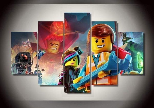 The Lego Movie Characters 2 Cartoon - 5 Panel Canvas Art Wall Decor