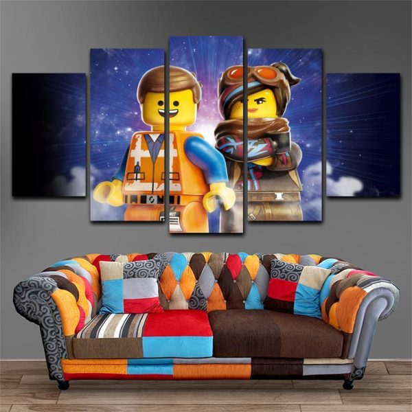 The Lego Movie Characters Cartoon - 5 Panel Canvas Art Wall Decor