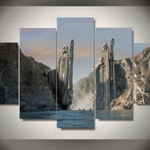 The Lord Of The Rings The Argonath Gates - Movie 5 Panel Canvas Art Wall Decor-CV