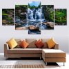 The Sound Of Waterfall - Nature 5 Panel Canvas Art Wall Decor