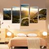 The Sunrise - Nature 5 Panel Canvas Art Wall Decor