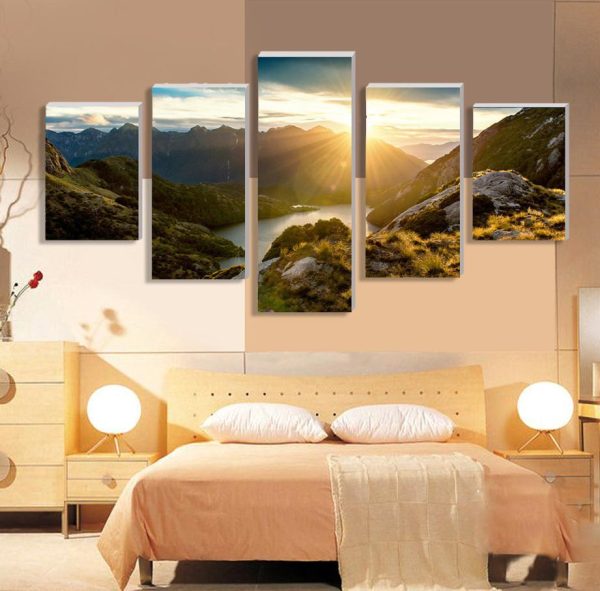 The Sunrise - Nature 5 Panel Canvas Art Wall Decor