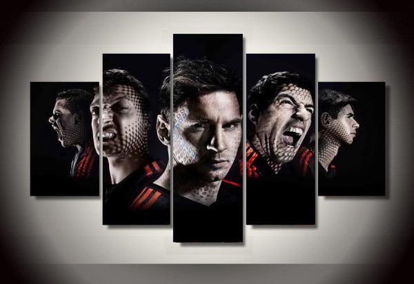 The Team Of Lionel Messi - Sport 5 Panel Canvas Art Wall Decor