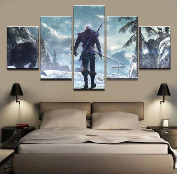 The Witcher 3 Geralt Poster Gaming - 5 Panel Canvas Art Wall Decor