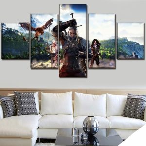 The Witcher 3 Poster 2 Gaming - 5 Panel Canvas Art Wall Decor