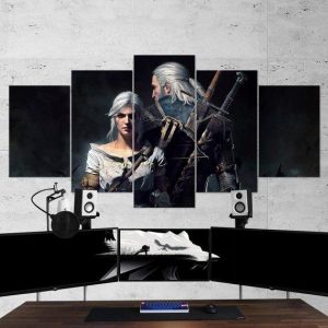 The Witcher Geralt Of Rivia And Ciri 10 - Gaming 5 Panel Canvas Art Wall Decor