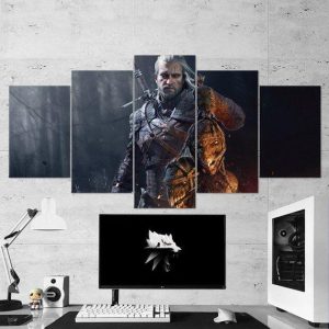 The Witcher Wild Hunt Geralt Of Rivia 06 - Gaming 5 Panel Canvas Art Wall Decor