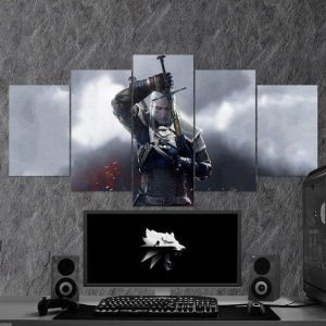 The Witcher Wild Hunt Geralt Of Rivia 08 - Gaming 5 Panel Canvas Art Wall Decor