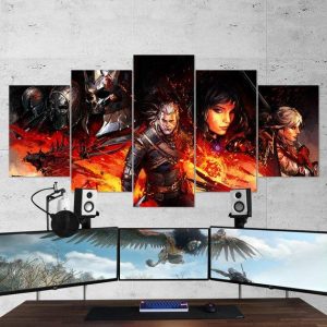 The Witcher Wild Hunt Geralt Of Rivia Yennefer Of Vengerberg 03 - Gaming 5 Panel Canvas Art Wall Decor