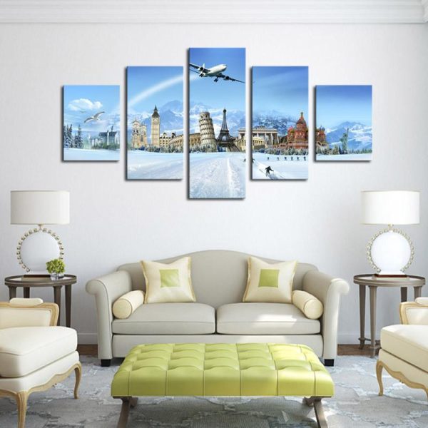 The World Famous Buildings - Nature 5 Panel Canvas Art Wall Decor