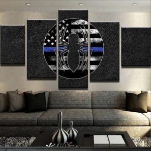 Thin Blue Line Spiderman - Abstract 5 Panel Canvas Art Wall Decor