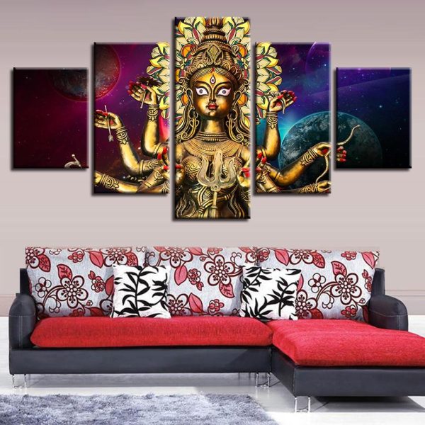 Thousand-Hand Kwan-Yin 1 - Religion 5 Panel Canvas Art Wall Decor