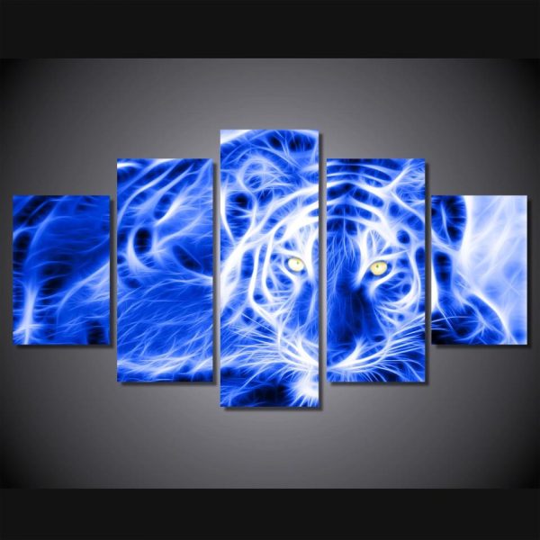 Tiger 2 - Abstract Animal 5 Panel Canvas Art Wall Decor