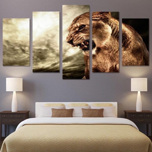 Tiger 6 - Animal 5 Panel Canvas Art Wall Decor