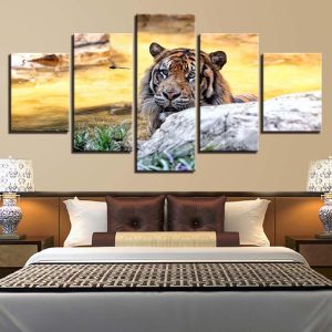 Tiger 8 - Animal 5 Panel Canvas Art Wall Decor