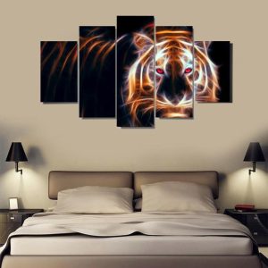 Tiger Artwork - Animal 5 Panel Canvas Art Wall Decor