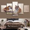 Tiger Couples - Animal 5 Panel Canvas Art Wall Decor