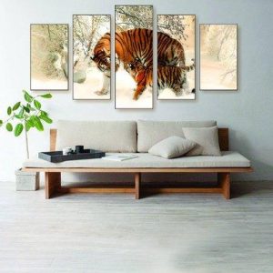 Tiger Cub 1 - Animal 5 Panel Canvas Art Wall Decor