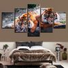 Tigers - Animal 5 Panel Canvas Art Wall Decor