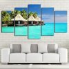 Tiki Huts On The Water Tahiti - Space 5 Panel Canvas Art Wall Decor