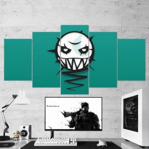 Tom Clancys Rainbow Six Siege Logo Minimalism 09- Gaming 5 Panel Canvas Art Wall Decor