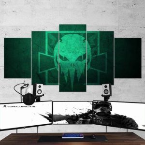 Tom Clancys Rrainbow Six Siege Minimalist Skull 07 - Gaming 5 Panel Canvas Art Wall Decor