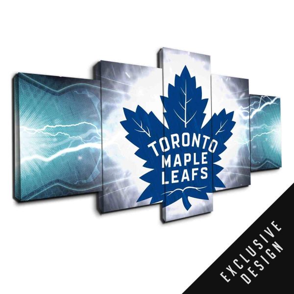 Toronto Maple Leafs Nhl Team Thunderbolt - Sport 5 Panel Canvas Art Wall Decor