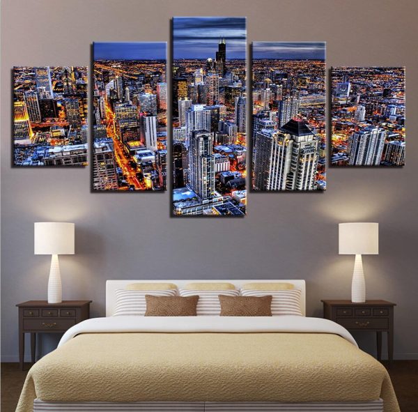 Tower Building 1 - Nature 5 Panel Canvas Art Wall Decor