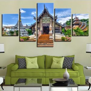 Tower Building 2 - Nature 5 Panel Canvas Art Wall Decor