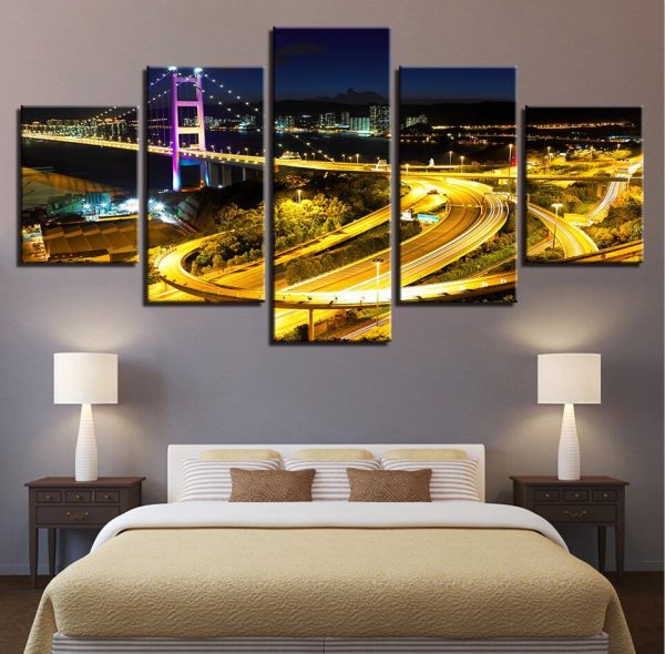 Tower Building 3 - Nature 5 Panel Canvas Art Wall Decor